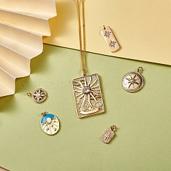 6Pcs 6 Style Brass Micro Pave Cubic Zirconia Pendants&nbsp;KK-SZ0003-87