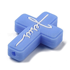 Cross with Word Jesus Silicone Focal Beads&nbsp;SIL-G006-01C