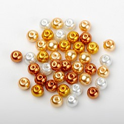 Caramel Mix Pearlized Glass Pearl Beads&nbsp;HY-X006-8mm-02