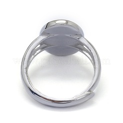 Adjustable Rhodium Plated 925 Sterling Silver Finger Ring Components&nbsp;STER-E061-12P