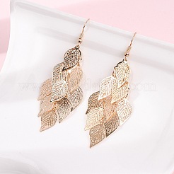 430 Stainless Steel Leaf Dangle Earrings&nbsp;EJEW-A137-10KCG