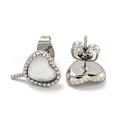 Brass with Shell Stud Earring Findings&nbsp;KK-G490-04P