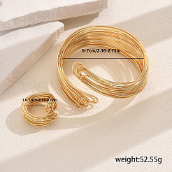 Elegant Brass Multi-layer Cuff Bangles & Rings Sets for Banquets and Parties&nbsp;TV3814