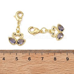 Swan Brass Micro Pave Cubic Zirconia Pendant Decorations&nbsp;CU-B198-07G