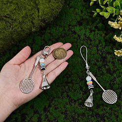2Pcs 2 Styles Badminton & Racket Alloy & Resin & PVC Pendant Decorations&nbsp;AJEW-BM0001-20