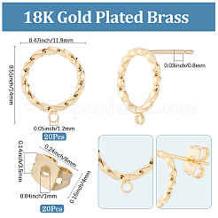 20Pcs Brass Stud Earring Findings&nbsp;MAK-BBC0001-27