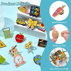 16Pcs 16 Styles Back To School Theme Enamel Pin&nbsp;JEWB-CJ0003-60