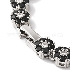 Rack Plating Brass Pave Cubic Zirconia Flower Link Necklaces for Women&nbsp;NJEW-B108-01P-04