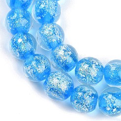 Handmade Gold Foil Lampwork Beads Strands&nbsp;LAMP-Q002-01C