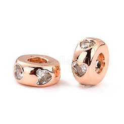 Brass Micro Pave Clear Cubic Zirconia Beads&nbsp;ZIRC-P091-01A-RG-RS