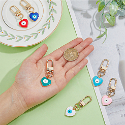 6Pcs 6 Colors Heart with Evil Eye Alloy Enamel Pendant Decoration&nbsp;KEYC-DC0001-27
