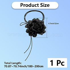 1Pc Retro Cloth Rose Flower Waxed Cord Wrap Choker Necklaces for Women&nbsp;NJEW-CP0001-05A