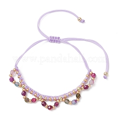 Flower Glass Seed Beads & Natural Agate Beaded Bracelets&nbsp;BJEW-MZ00222-02