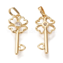 Brass Micro Pave Cubic Zirconia Pendants&nbsp;KK-K246-33G