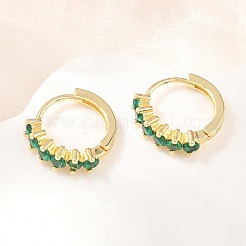 Brass Micro Pave Cubic Zirconia Hoop Earrings&nbsp;EJEW-P346-09G-01