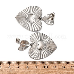 Heart 304 Stainless Steel Dangle Stud Earrings&nbsp;EJEW-Z109-03P