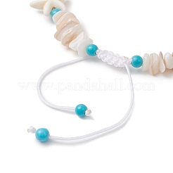 Synthetical Turquoise & Natural Shell Beads Braided Bead Bracelets&nbsp;BJEW-JB13096