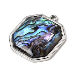 304 Stainless Steel & Natural Paua Shell Pendants&nbsp;SH-CBA7184-01H-P