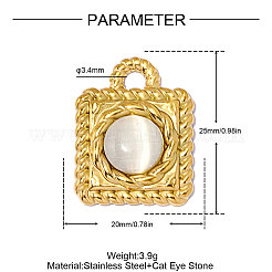 304 Stainless Steel with Cat Eye Pendants&nbsp;GL-OY001-02G-1
