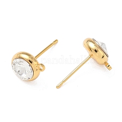 SHEGRACE Brass Rhinestone Flat Round Stud Earring Findings&nbsp;XGR0099G-120G