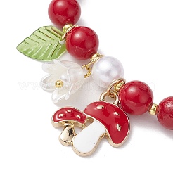 Natural Mashan Jade & Acrylic Pearl Stretch Bracelets&nbsp;BJEW-JB10084