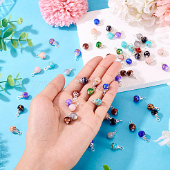 100Pcs 10 Colors Baking Paint Glass Pendants&nbsp;PALLOY-TAC0205
