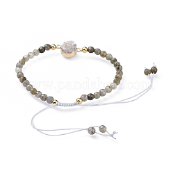 Adjustable Natural Indian Agate Braided Bead Bracelets&nbsp;BJEW-JB04558-03