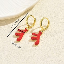 Brass Enamel Deer Hoop Earrings&nbsp;KX0069