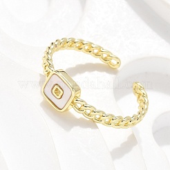 Brass Shell Cuff Rings for Women&nbsp;RJEW-C126-01G