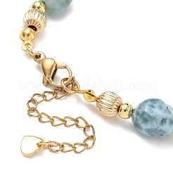 Natural Larimar Nuggets and Potato Freshwater Pearl Beaded Bracelets&nbsp;BJEW-JB14286