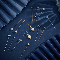 24Pcs 6 Styles Flower Brass Flat Head Pins&nbsp;FIND-BC0014-57