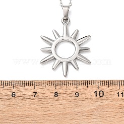 304 Stainless Steel Sun Pendant Cable Chain Necklaces for Men Women&nbsp;NJEW-K308-04A-P