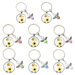 3Pcs Glass Pearl & Resin & Alloy Glass Keychains&nbsp;KEYC-YW00227-01
