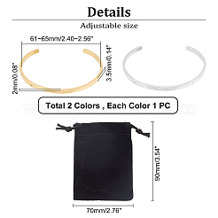 2Pcs 2 Colors 304 Stainless Steel Cuff Bangles&nbsp;BJEW-UN0001-26
