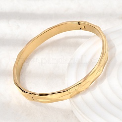 Hammered 304 Stainless Steel Hinged Bangles&nbsp;BJEW-D408-14G