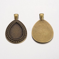 Teardrop Tibetan Style Alloy Pendant Cabochon Settings&nbsp;PALLOY-K109-95AB-NR