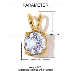 304 Stainless Steel Pave Cubic Zirconia Charms&nbsp;STAS-OY010-13G-01