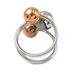 304 Stainless Steel Round Wrap Open Cuff Rings for Women Men&nbsp;RJEW-Q815-06G-M