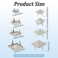 200Pcs 4 Styles Iron Studs Rivets&nbsp;IFIN-GF0001-54P