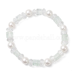 Crackle Glass & Shell Pearl Beaded Stretch Bracelets for Women&nbsp;BJEW-JB12384-03