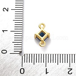Brass Cubic Zirconia Rhombus Connector Charms&nbsp;KK-F894-12G-05
