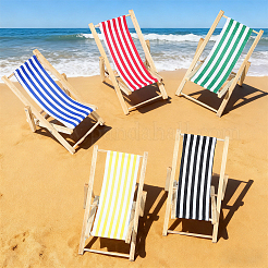 10Pcs 5 Colors Wood & Polyeser Beach Chair&nbsp;DJEW-SC0001-21