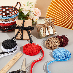 5 Bags 5 colors Polyester Braid Trims with Elastic Button Loops&nbsp;OCOR-NB0001-54