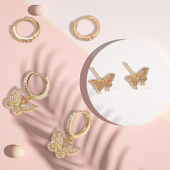 Brass Micro Pave Clear Cubic Zirconia Earring Sets&nbsp;EJEW-BBC0001-85