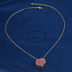 Brass Micro Pave Cubic Zirconia Heart Pendant Necklaces for Women&nbsp;RK4443-2