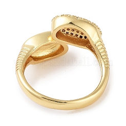 Rack Plating Brass Pave Clear Cubic Zirconia Open Cuff Rings&nbsp;RJEW-M172-10G