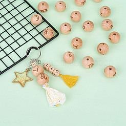 Natural Undyed Beech Beads&nbsp;WOOD-BT0001-04