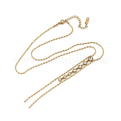 304 Stainless Steel Crystal Rhinestone Pendant Y Necklaces for Women&nbsp;NJEW-F375-01G-02