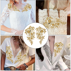 1Pair Flower Lace Polyester Embroidery Organza Ornament Accessories&nbsp;DIY-CY0002-32A