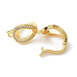 Brass Micro Pave Clear Cubic Zirconia Twister Clasp&nbsp;FIND-WH0120-51G